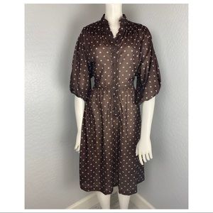 Vintage Lady Carol Brown & White Polka Dot Dress
